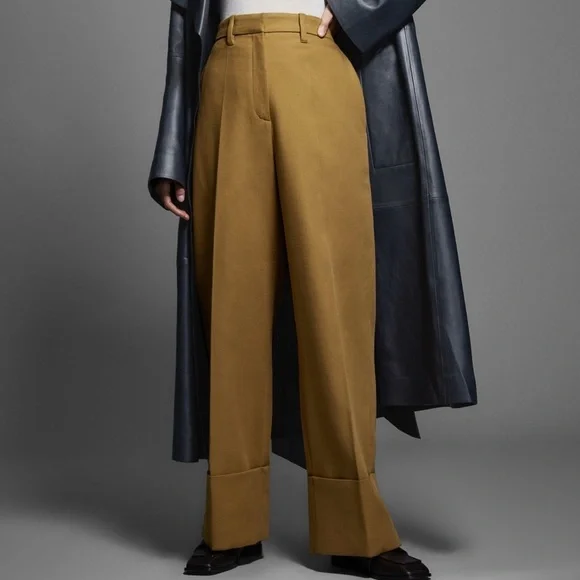 COS Cuffed Wide Leg Pants in Dark Tan, US10 - Picture 1 of 10